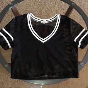 Black and white see through crop top